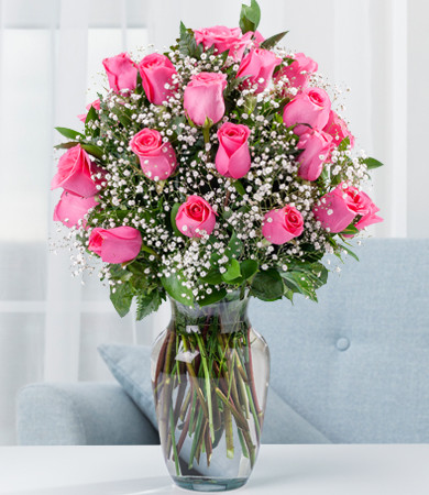 R-010: Simply Pink- Two Dozen Long Stemmed Pink Roses