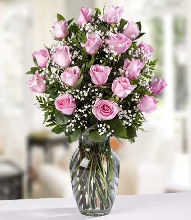 R-031: 18 Long Stemmed Colombian Pink Roses