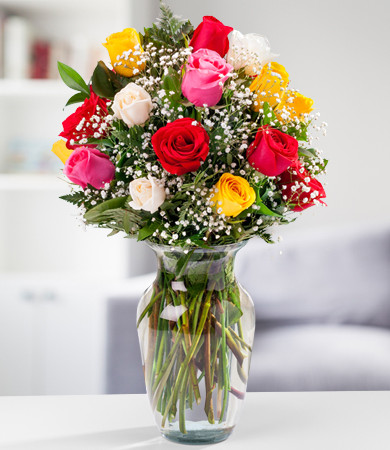 R-036: Two Dozen Medium Stemmed Assorted Roses